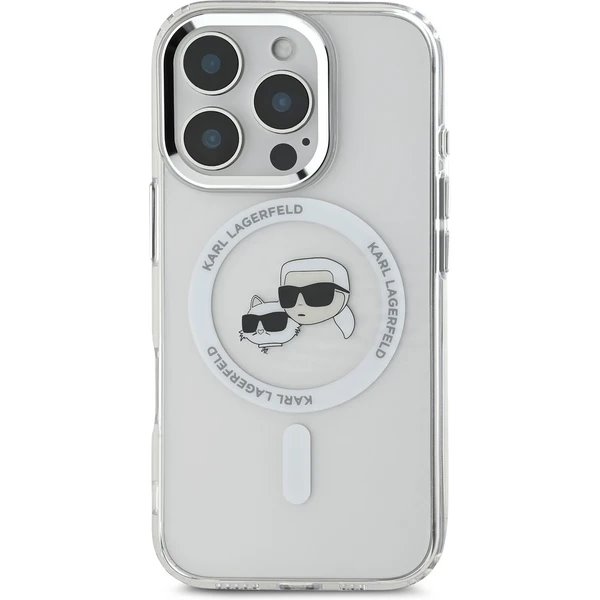 Karl Lagerfeld IML K&CH Heads Metal Frame MagSafe MagSafe kryt iPhone 16 Pro Max priehľadná