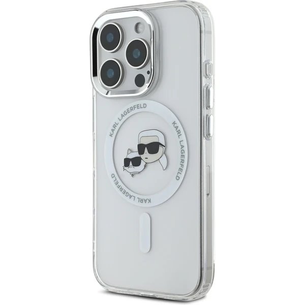 Karl Lagerfeld IML K&CH Heads Metal Frame MagSafe MagSafe kryt iPhone 16 Pro Max priehľadná