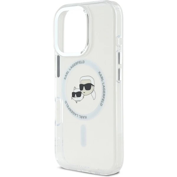 Karl Lagerfeld IML K&CH Heads Metal Frame MagSafe MagSafe kryt iPhone 16 Pro Max priehľadná