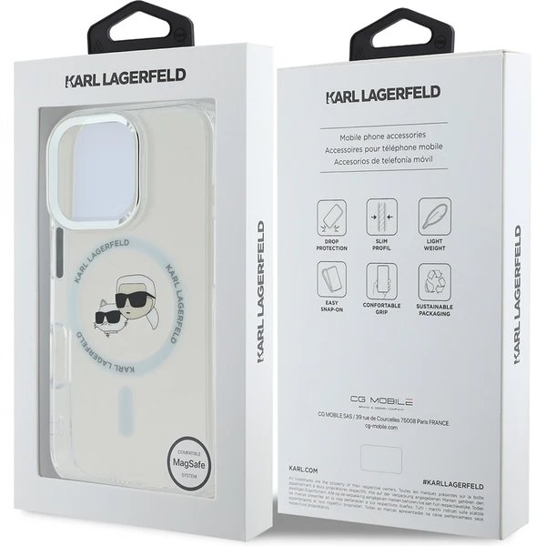 Karl Lagerfeld IML K&CH Heads Metal Frame MagSafe MagSafe kryt iPhone 16 Pro Max priehľadná