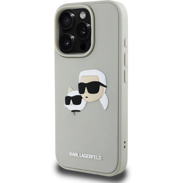 Karl Lagerfeld 3D Rubber Double Heads kryt iPhone 16 Pro Max béžový