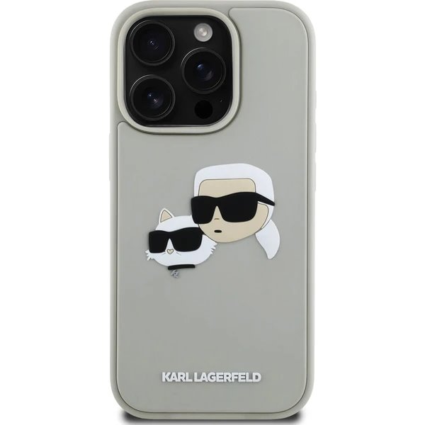 Karl Lagerfeld 3D Rubber Double Heads kryt iPhone 16 Pro Max béžový