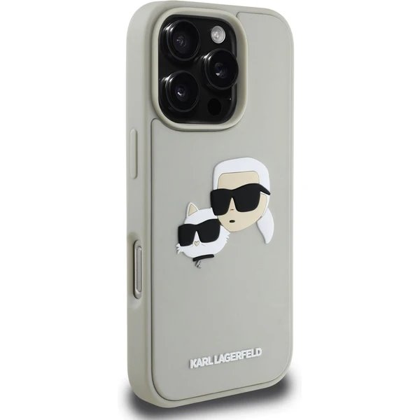 Karl Lagerfeld 3D Rubber Double Heads kryt iPhone 16 Pro Max béžový