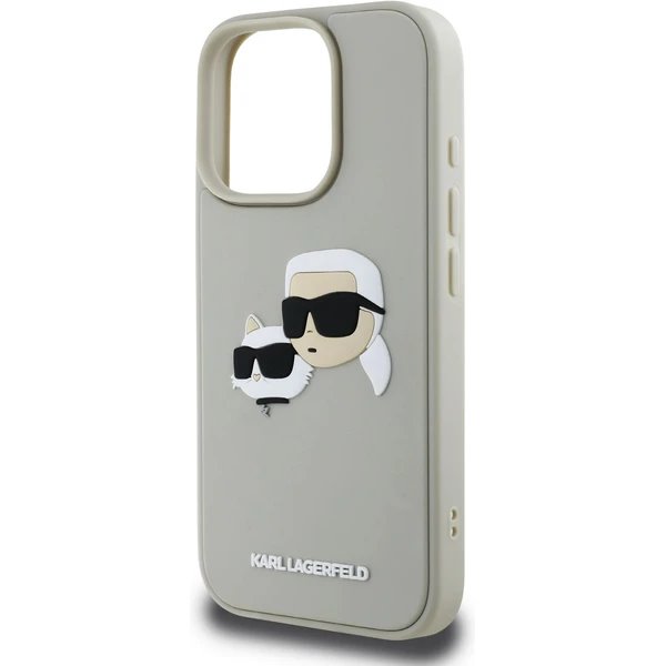 Karl Lagerfeld 3D Rubber Double Heads kryt iPhone 16 Pro Max béžový