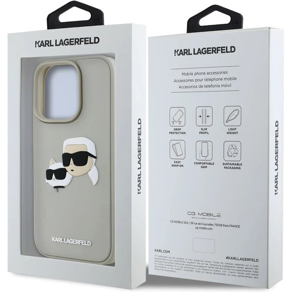 Karl Lagerfeld 3D Rubber Double Heads kryt iPhone 16 Pro Max béžový