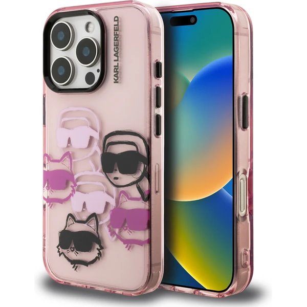 Karl Lagerfeld IML Multi K&CH Heads kryt iPhone 16 Pro Max ružový