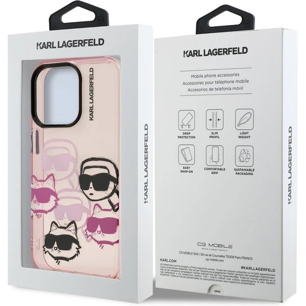 Karl Lagerfeld IML Multi K&CH Heads kryt iPhone 16 Pro Max ružový