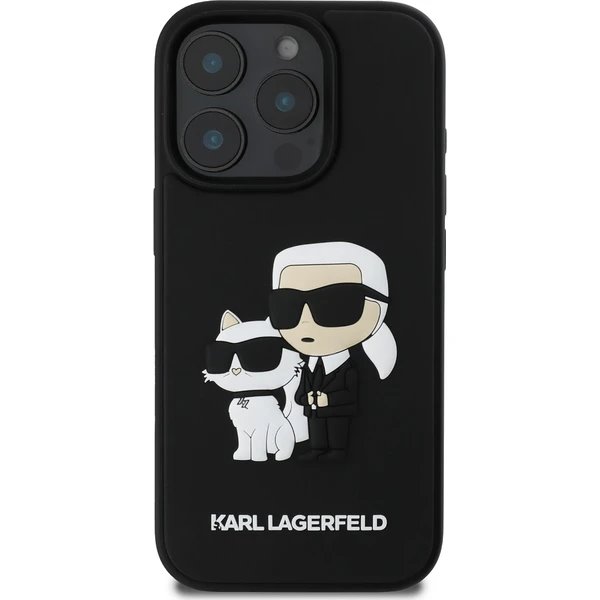 Karl Lagerfeld PU Saffiano Karl and Choupette kryt iPhone 16 Pro Max čierny