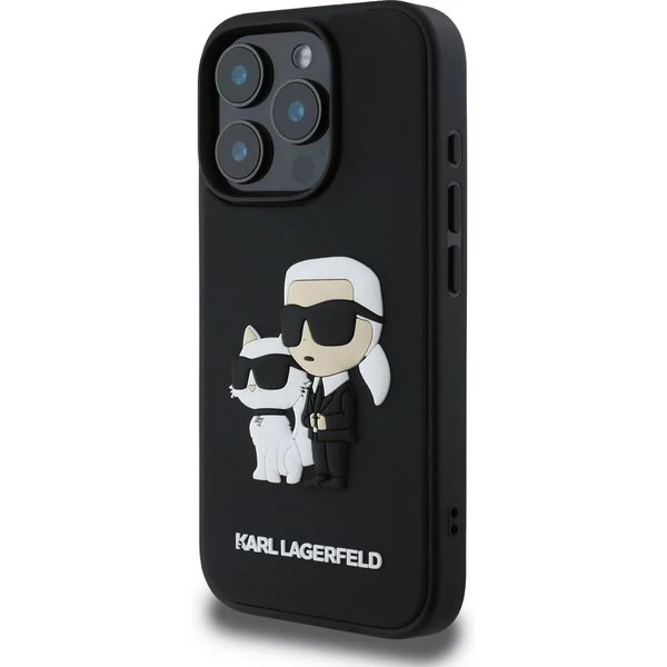 Karl Lagerfeld PU Saffiano Karl and Choupette kryt iPhone 16 Pro Max čierny
