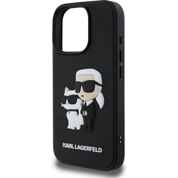 Karl Lagerfeld PU Saffiano Karl and Choupette kryt iPhone 16 Pro Max čierny
