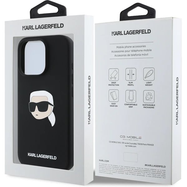 Karl Lagerfeld Liquid Silicone Karl Head MagSafe kryt iPhone 16 Pro Max čierny