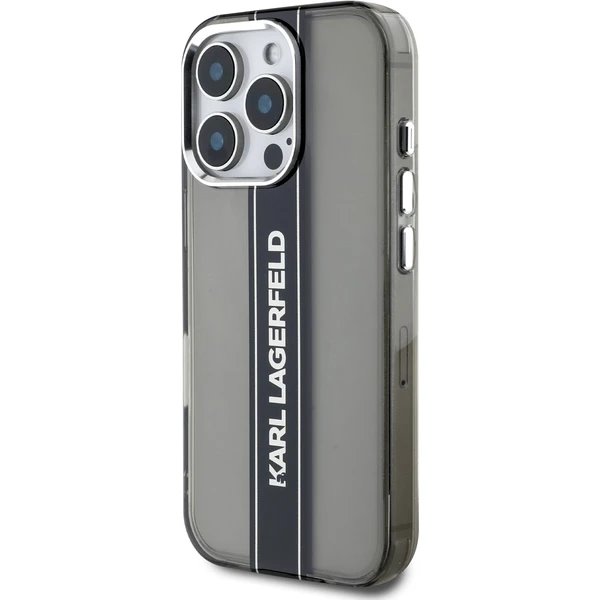Karl Lagerfeld IML Stripe Logo kryt iPhone 16 Pro Max čierny