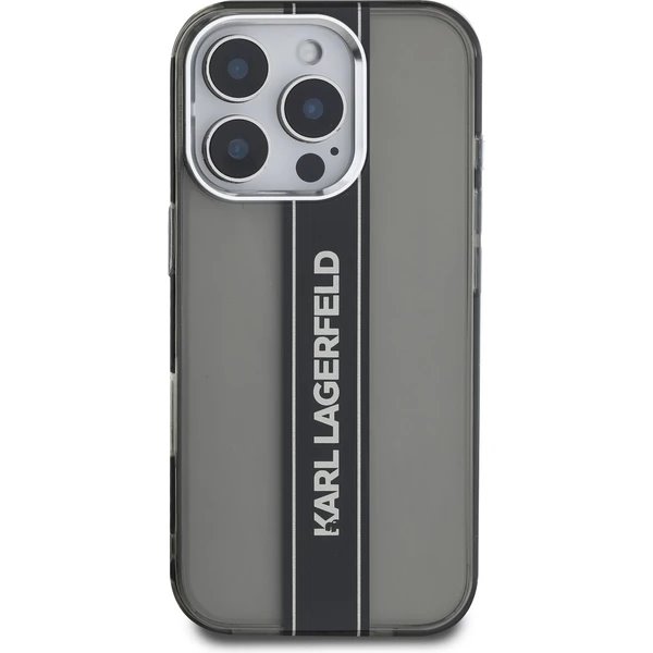 Karl Lagerfeld IML Stripe Logo kryt iPhone 16 Pro Max čierny