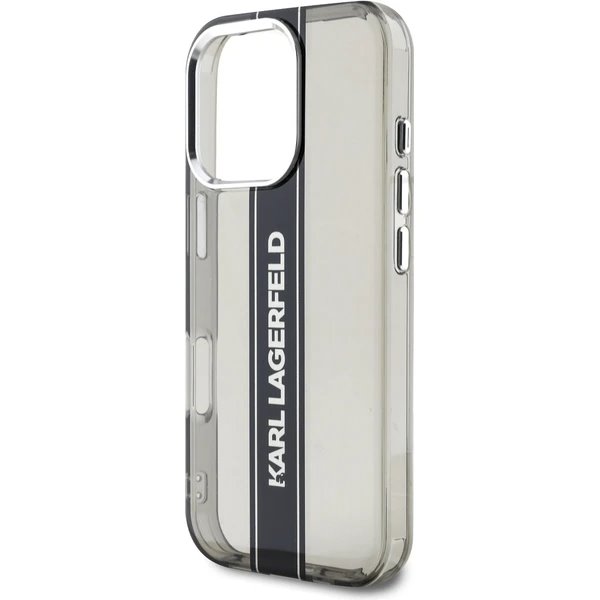 Karl Lagerfeld IML Stripe Logo kryt iPhone 16 Pro Max čierny