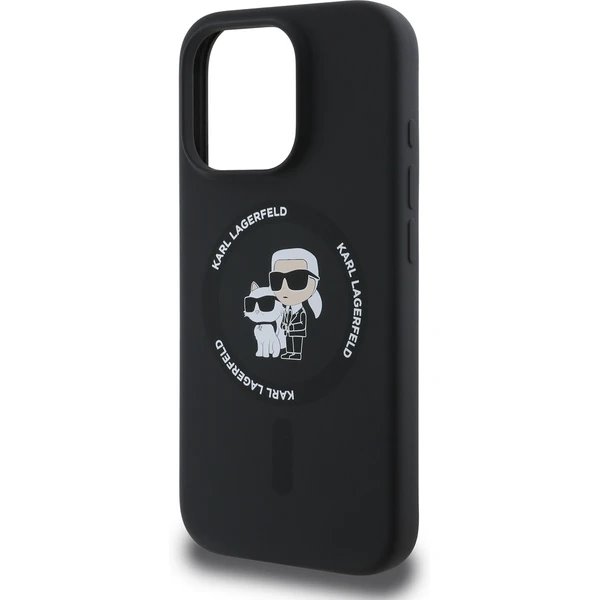 Karl Lagerfeld Liquid Silicone Karl and Choupette MagSafe kryt iPhone 16 Pro čierny