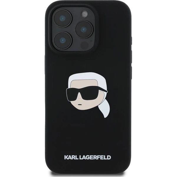 Karl Lagerfeld Liquid Silicone Karl Head MagSafe MagSafe kryt iPhone 16 Pro čierny