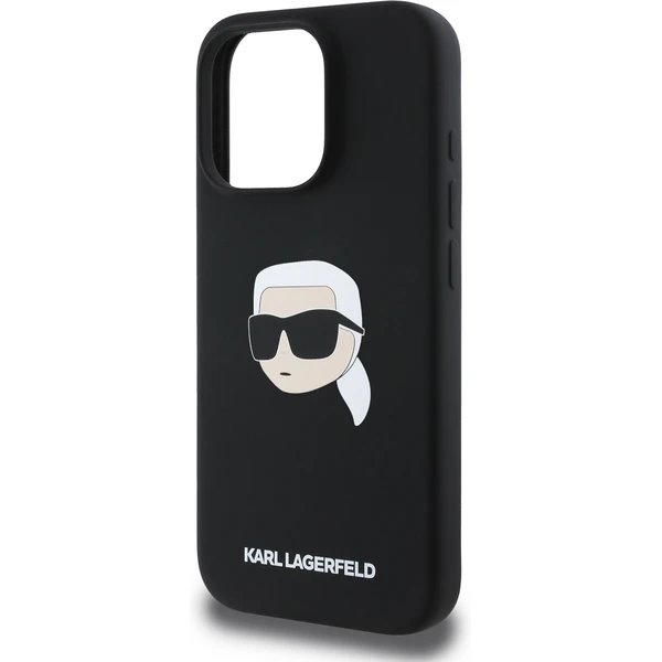Karl Lagerfeld Liquid Silicone Karl Head MagSafe MagSafe kryt iPhone 16 Pro čierny