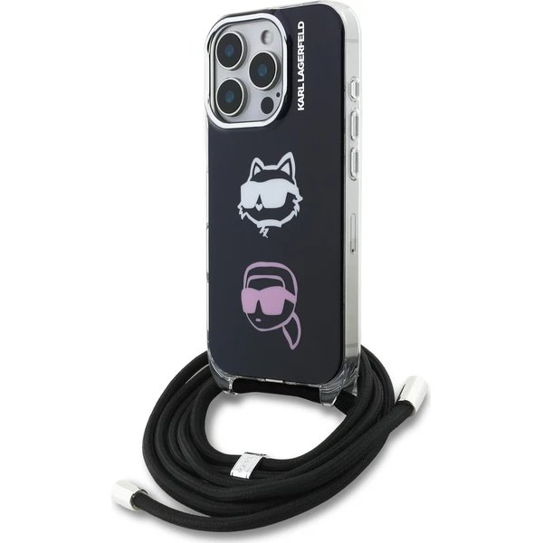 Karl Lagerfeld IML Crossbody K&CH Heads kryt iPhone 16 Pro čierny