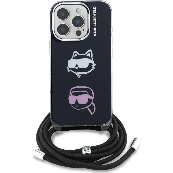 Karl Lagerfeld IML Crossbody K&CH Heads kryt iPhone 16 Pro čierny