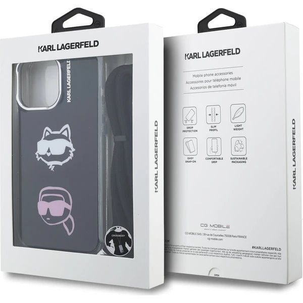 Karl Lagerfeld IML Crossbody K&CH Heads kryt iPhone 16 Pro čierny