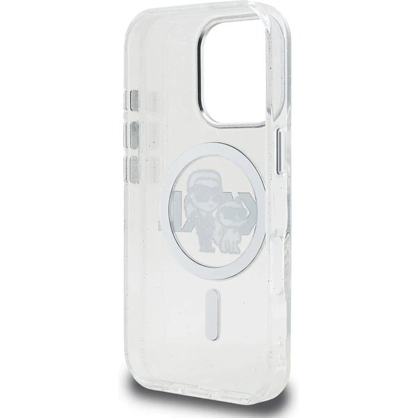 Karl Lagerfeld IML Glitter Karl and Choupette Sketch MagSafe kryt iPhone 16 Pro priehľadná