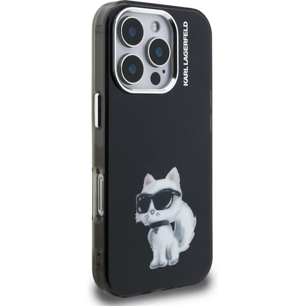 Karl Lagerfeld IML Aquarelle Choupette kryt iPhone 16 Pro čierny