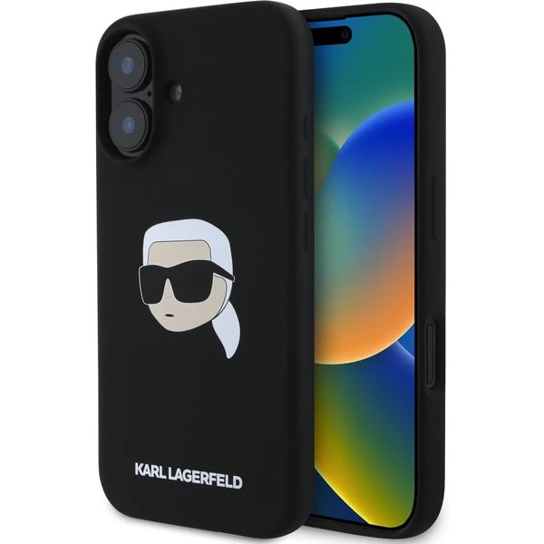 Karl Lagerfeld Liquid Silicone Karl Head MagSafe kryt iPhone 16 čierny
