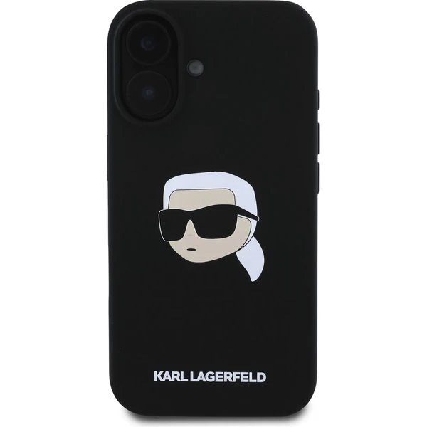 Karl Lagerfeld Liquid Silicone Karl Head MagSafe kryt iPhone 16 čierny
