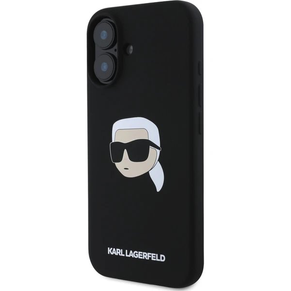 Karl Lagerfeld Liquid Silicone Karl Head MagSafe kryt iPhone 16 čierny