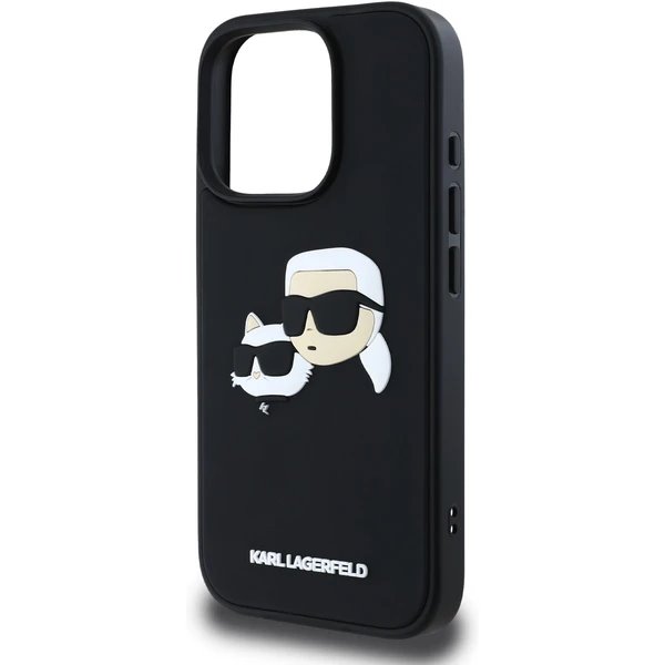 Karl Lagerfeld 3D Rubber Double Heads kryt iPhone 16 Pro čierny