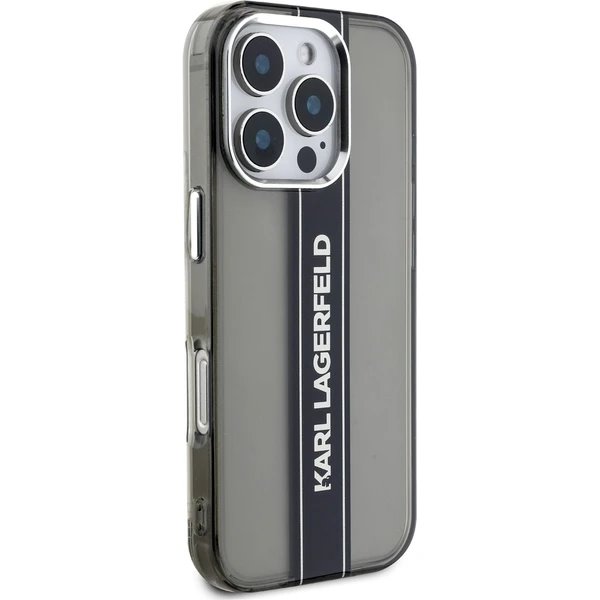 Karl Lagerfeld IML Stripe Logo kryt iPhone 16 Pro čierny
