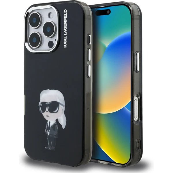 Karl Lagerfeld IML Aquarelle Karl kryt iPhone 16 Pro čierny