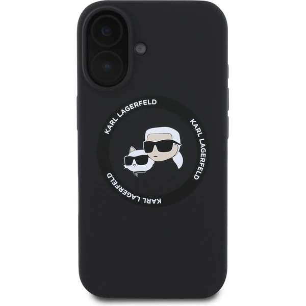 Karl Lagerfeld Liquid Silicone K&CH Heads MagSafe kryt iPhone 16 čierny