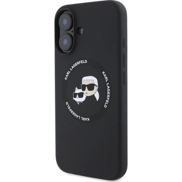 Karl Lagerfeld Liquid Silicone K&CH Heads MagSafe kryt iPhone 16 čierny