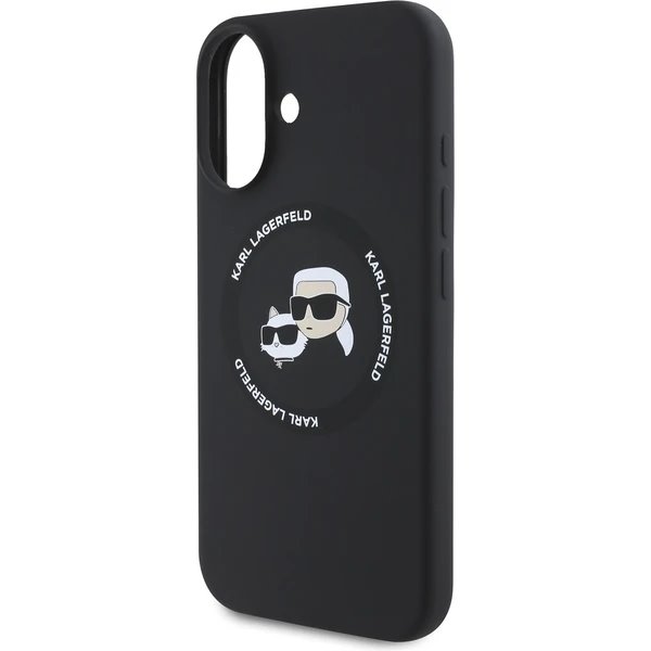 Karl Lagerfeld Liquid Silicone K&CH Heads MagSafe kryt iPhone 16 čierny