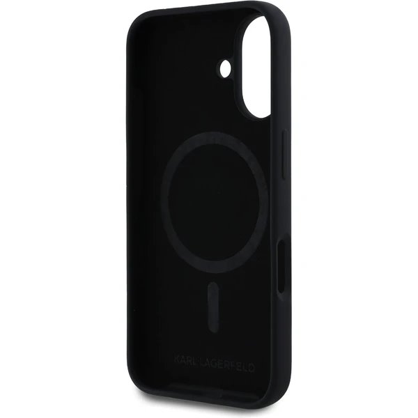 Karl Lagerfeld Liquid Silicone Karl and Choupette MagSafe kryt iPhone 16 čierny