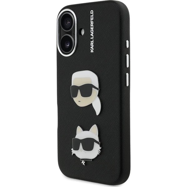 Karl Lagerfeld Grained PU K&CH Heads kryt iPhone 16 čierny