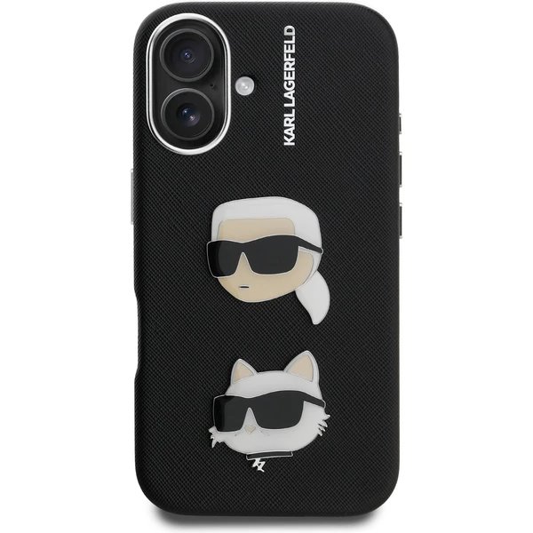 Karl Lagerfeld Grained PU K&CH Heads kryt iPhone 16 čierny