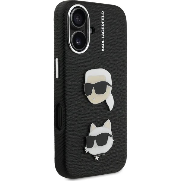Karl Lagerfeld Grained PU K&CH Heads kryt iPhone 16 čierny