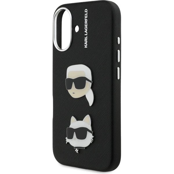 Karl Lagerfeld Grained PU K&CH Heads kryt iPhone 16 čierny