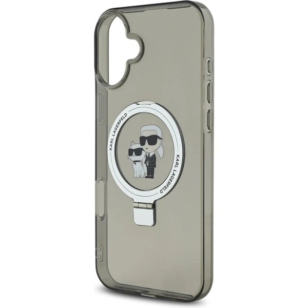 Karl Lagerfeld Ringstand Karl and Choupette MagSafe kryt iPhone 16 čierny