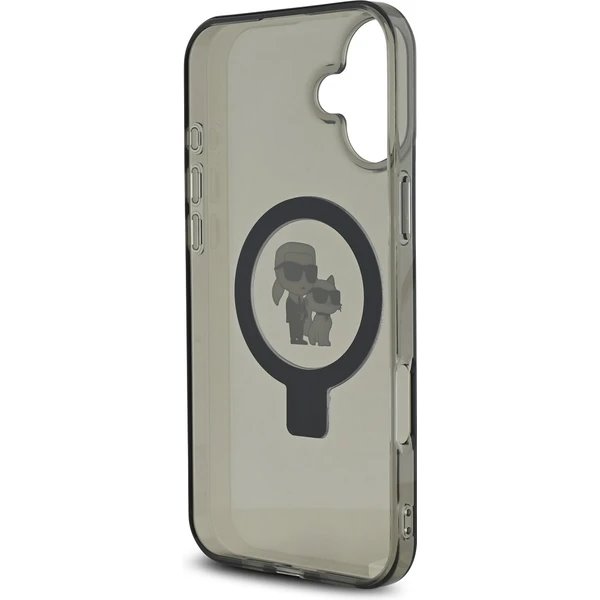 Karl Lagerfeld Ringstand Karl and Choupette MagSafe kryt iPhone 16 čierny