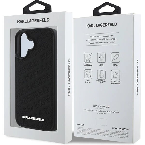 Karl Lagerfeld PU Quilted Pattern kryt iPhone 16 čierny