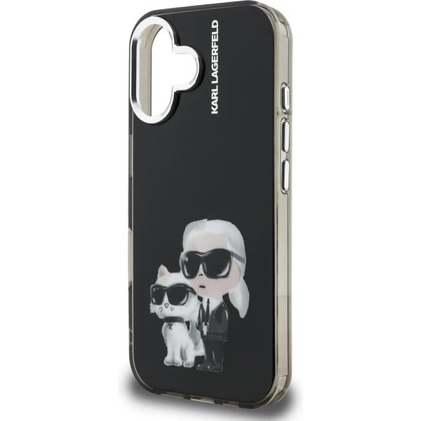 Karl Lagerfeld IML Aquarelle Karl and Choupette kryt iPhone 16 čierny