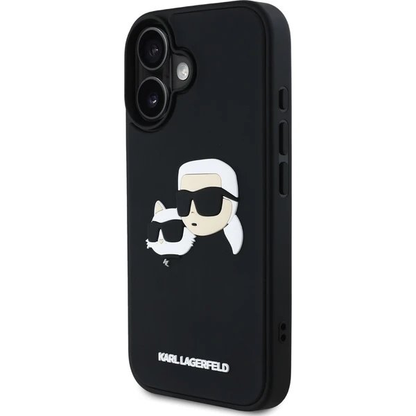 Karl Lagerfeld 3D Rubber Double Heads kryt iPhone 16 čierny