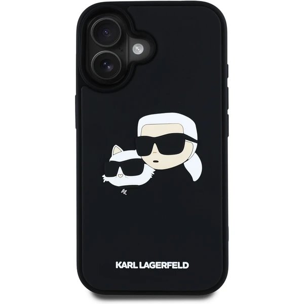 Karl Lagerfeld 3D Rubber Double Heads kryt iPhone 16 čierny