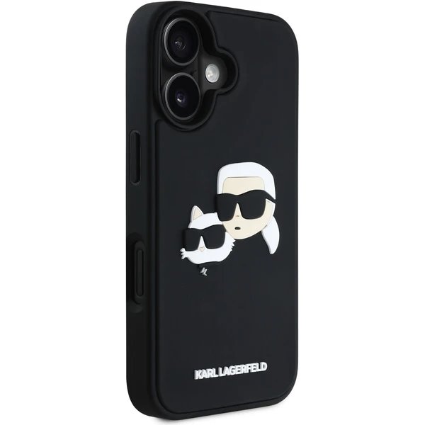 Karl Lagerfeld 3D Rubber Double Heads kryt iPhone 16 čierny