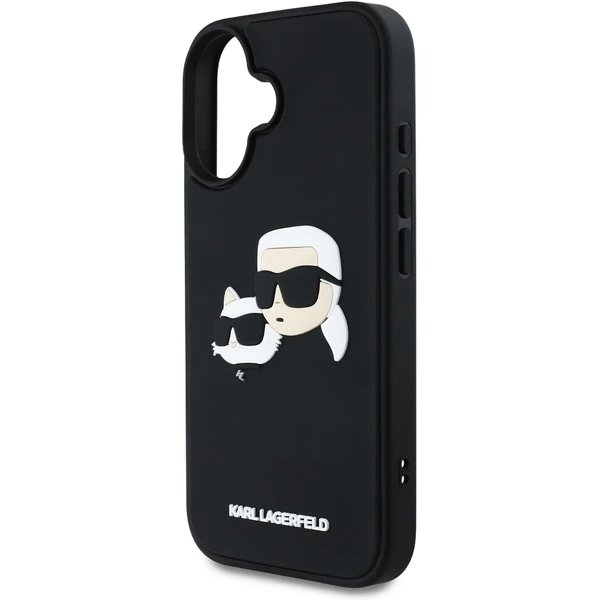 Karl Lagerfeld 3D Rubber Double Heads kryt iPhone 16 čierny