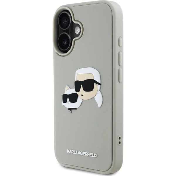 Karl Lagerfeld 3D Rubber Double Heads kryt iPhone 16 béžový