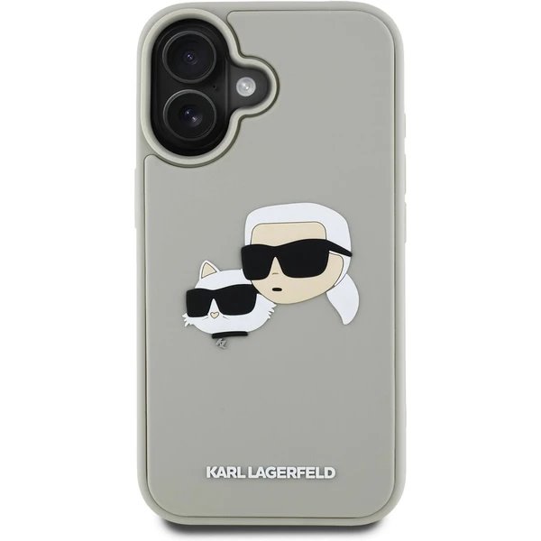 Karl Lagerfeld 3D Rubber Double Heads kryt iPhone 16 béžový